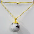 MOONSTONE  30 MM BALL GOLD PLATED BRASS NECKLACE BGN0060