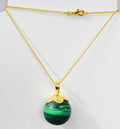 MALACHITE STONE  25MM BALL GOLD PLATED BRASS NECKLACE