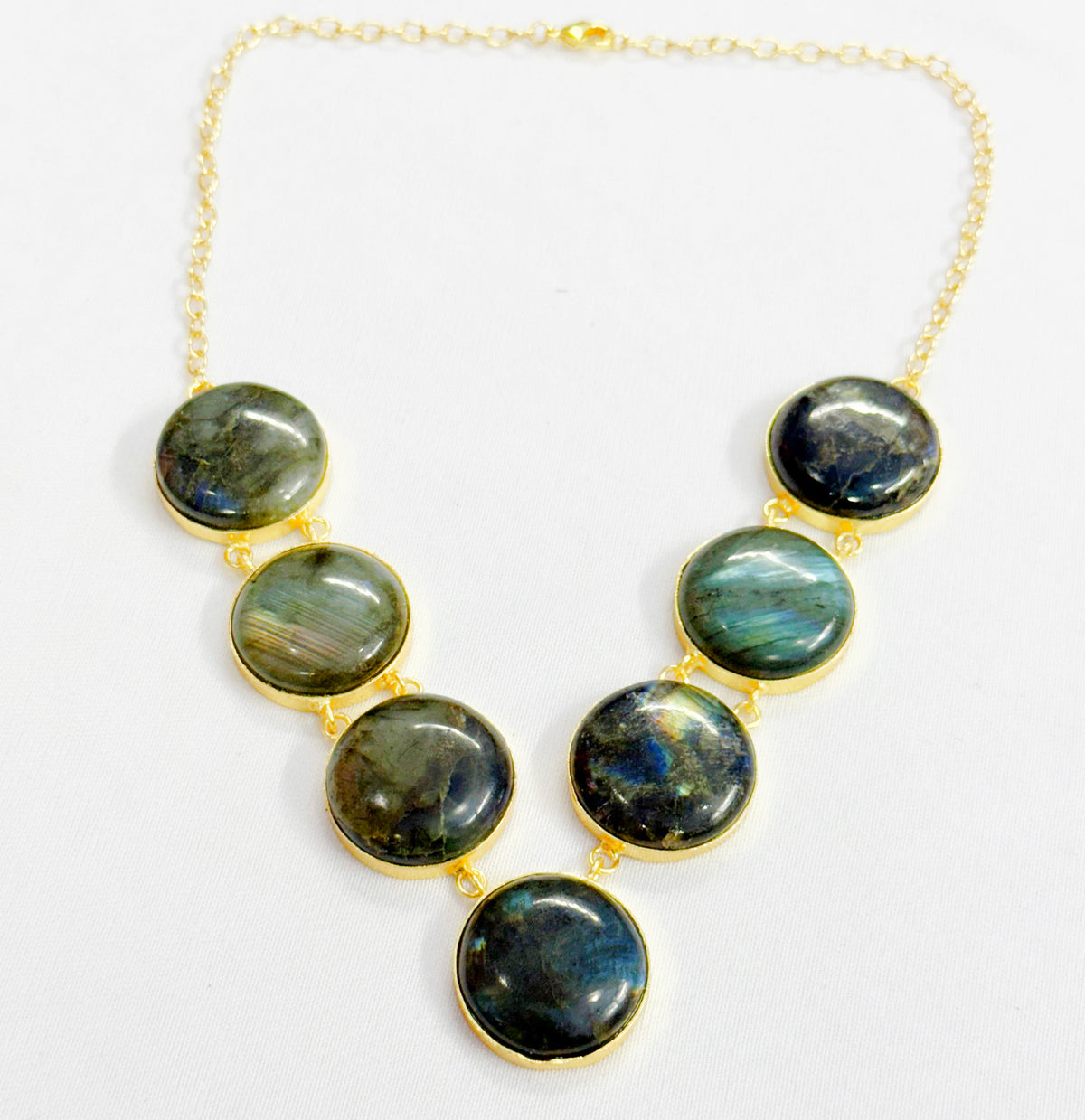 NIKEL FREE BRASS GOLD PLATED EACOATED WITH GEM STONE SEATED DESIGNER NECKLACE WHOLESALE 10 PC EEN0005