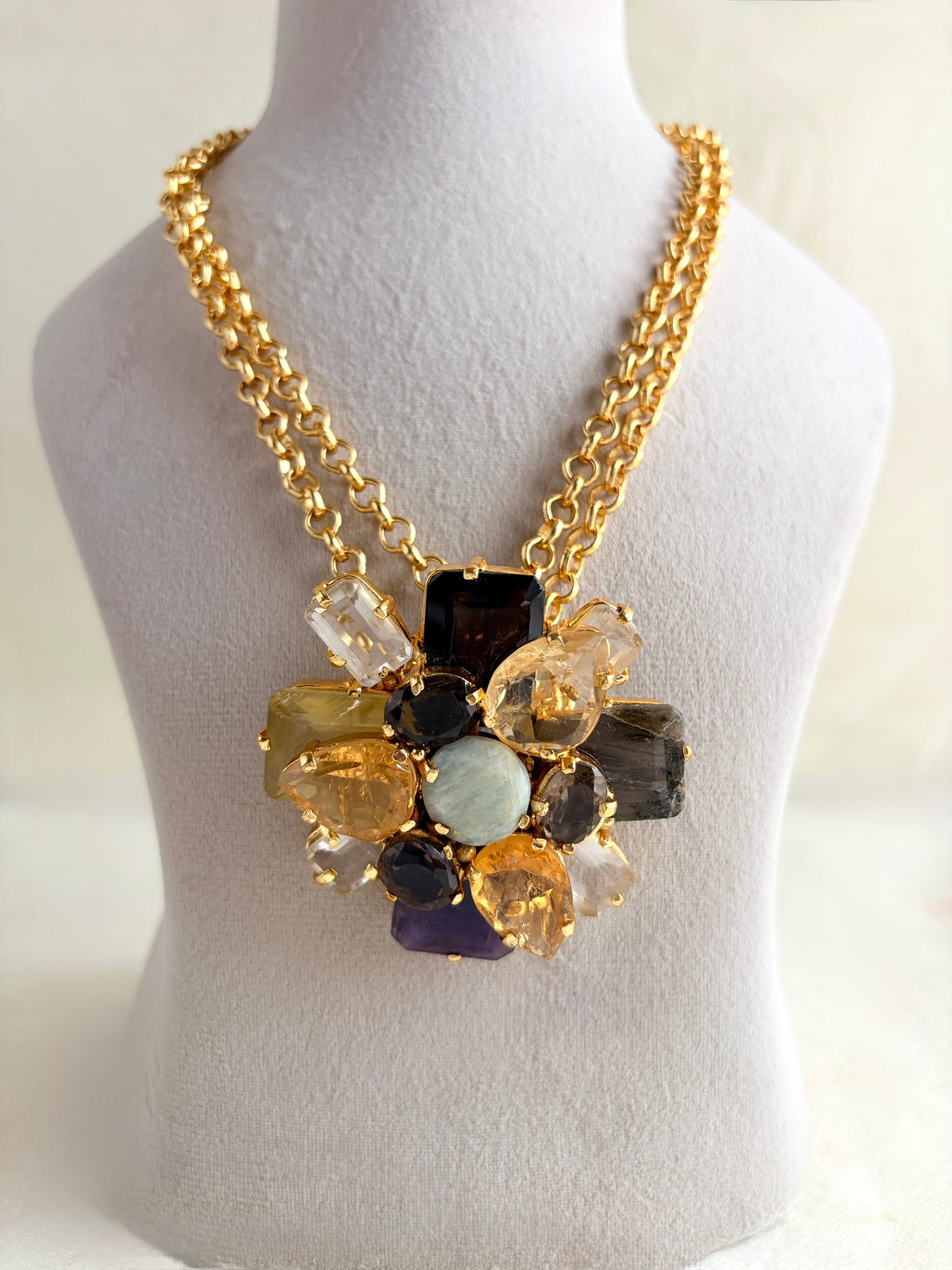 MULTY COLOR STONE BROOCH NECKLACE EEN0134