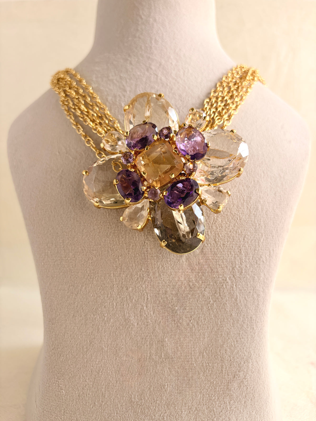 MULTY STONE BROOCH NECKLACE EEN0138