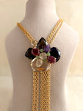 MULTY STONE BROOCH CHAIN NECKLACE EEN0140