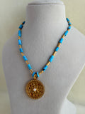 CHAKRA PENDENT WITH TURQUOISE BEADS NECKLACE EEN0150