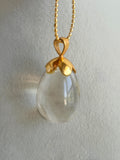 GEM STONE EGG PENDANT WITH CHAIN EEN0159