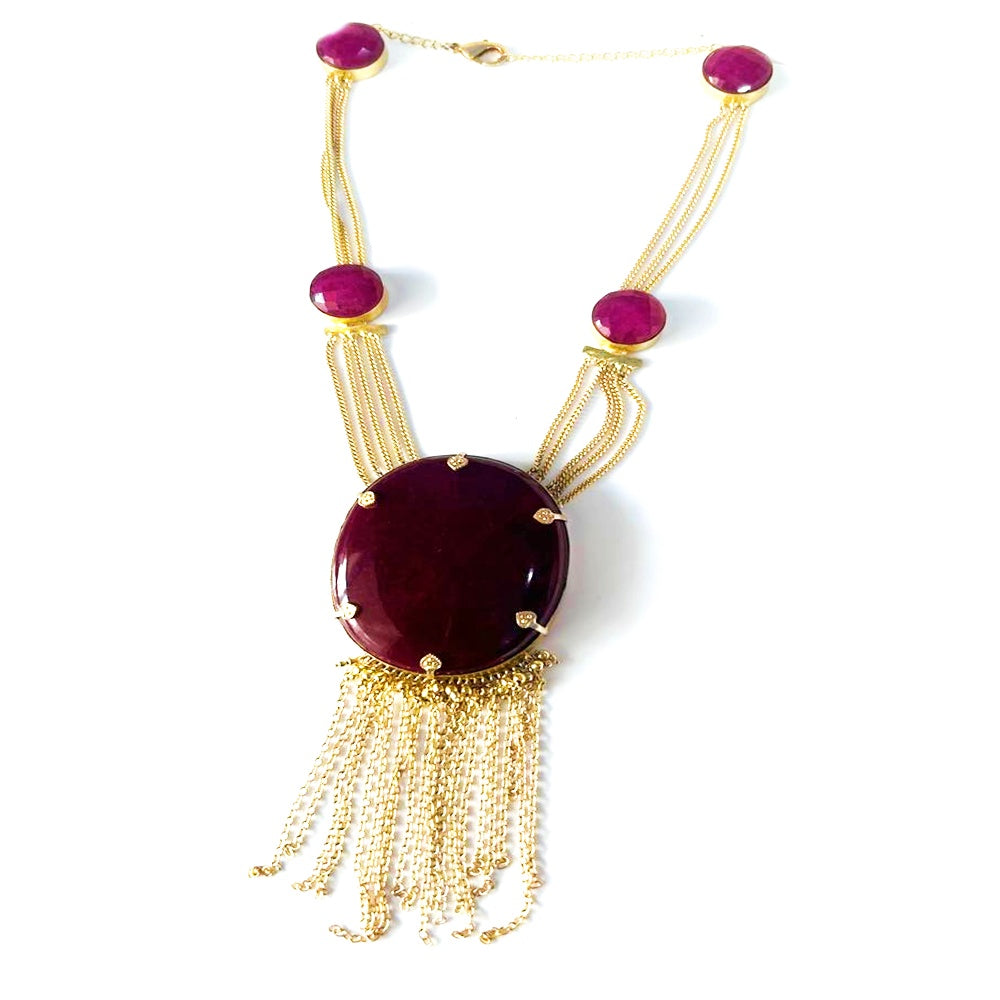 RUBY COLOR DESIGNER NECKLACE EEN0167