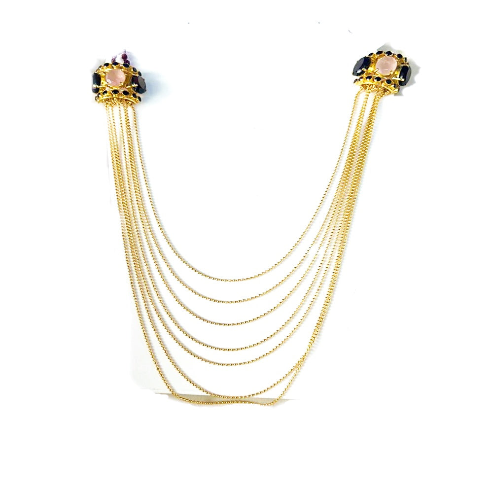 MULTY STONE BROOCH LONG CHAIN NECKLACE EEN0168