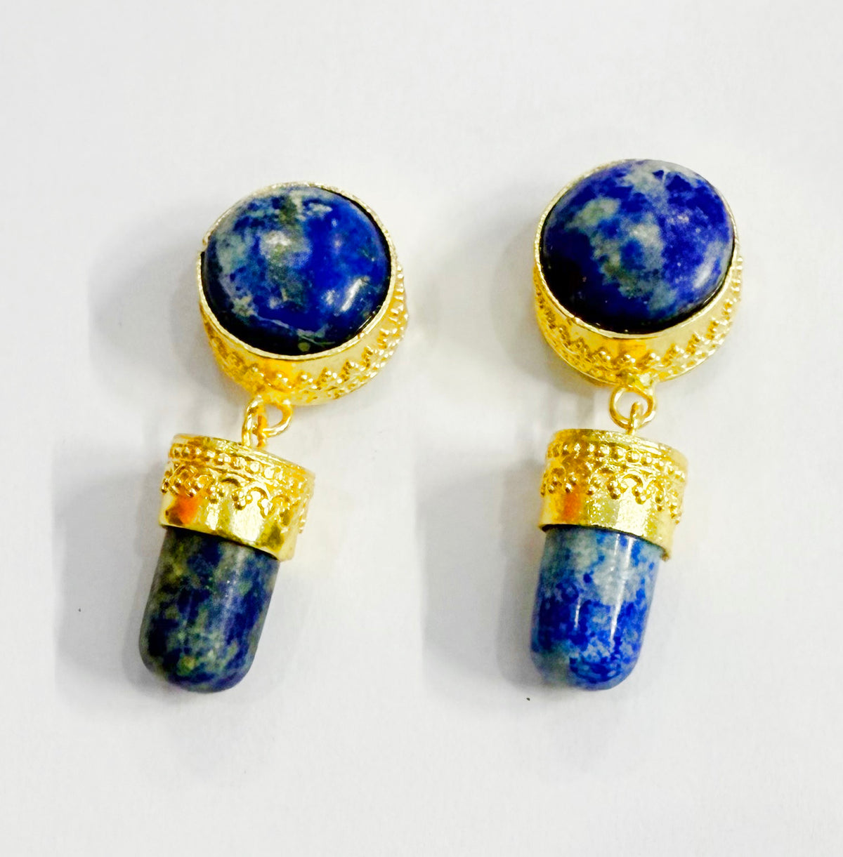 NIKEL FREE BRASS GOLD PLATED CEOATED WITH PREHNITE STONE SETAED EARRING WHOLESALE 10 PAIR EGG0107