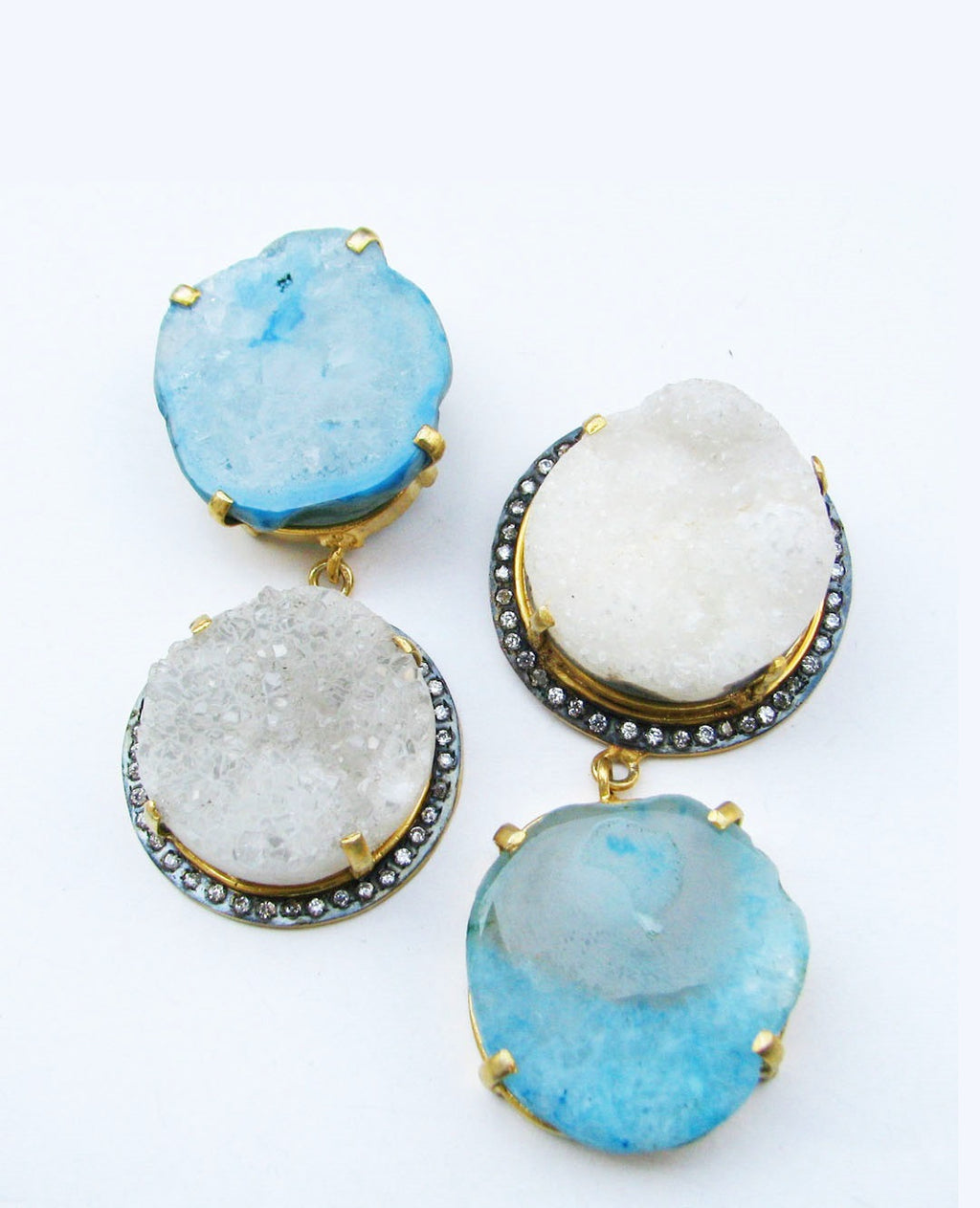 AGATE WITH CZ DULE PLATING DESIGNER EARRING WHOLESALE 10 PAIR GAE005