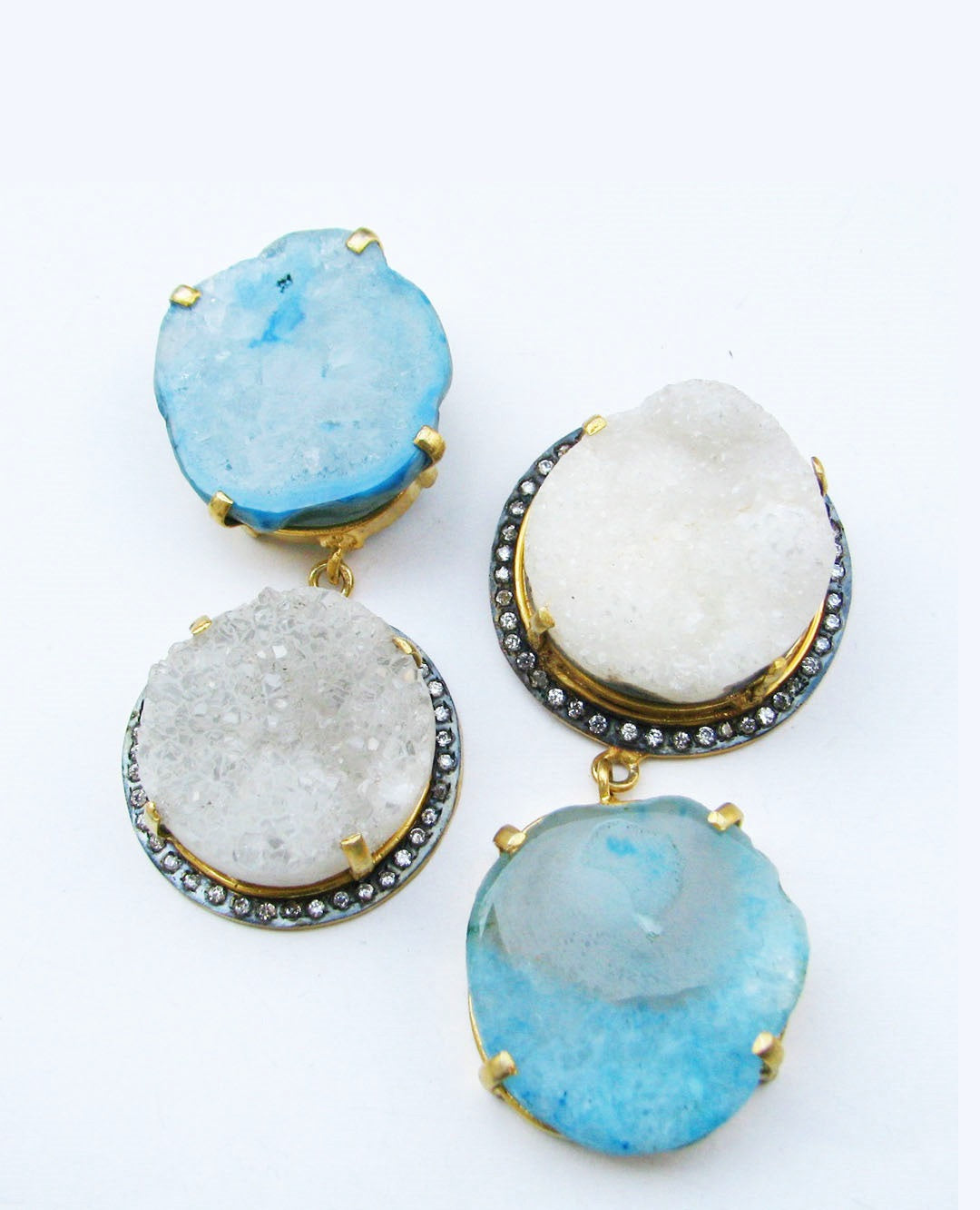AGATE WITH CZ DULE PLATING DESIGNER EARRING WHOLESALE 10 PAIR GAE005