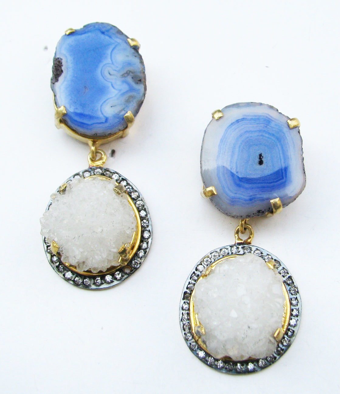 AGATE WITH CZ DULE PLATING DESIGNER EARRING WHOLESALE 10 PAIR GAE005