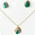 KUNDAN GREEN ONYX PENDANT SET KPS0034