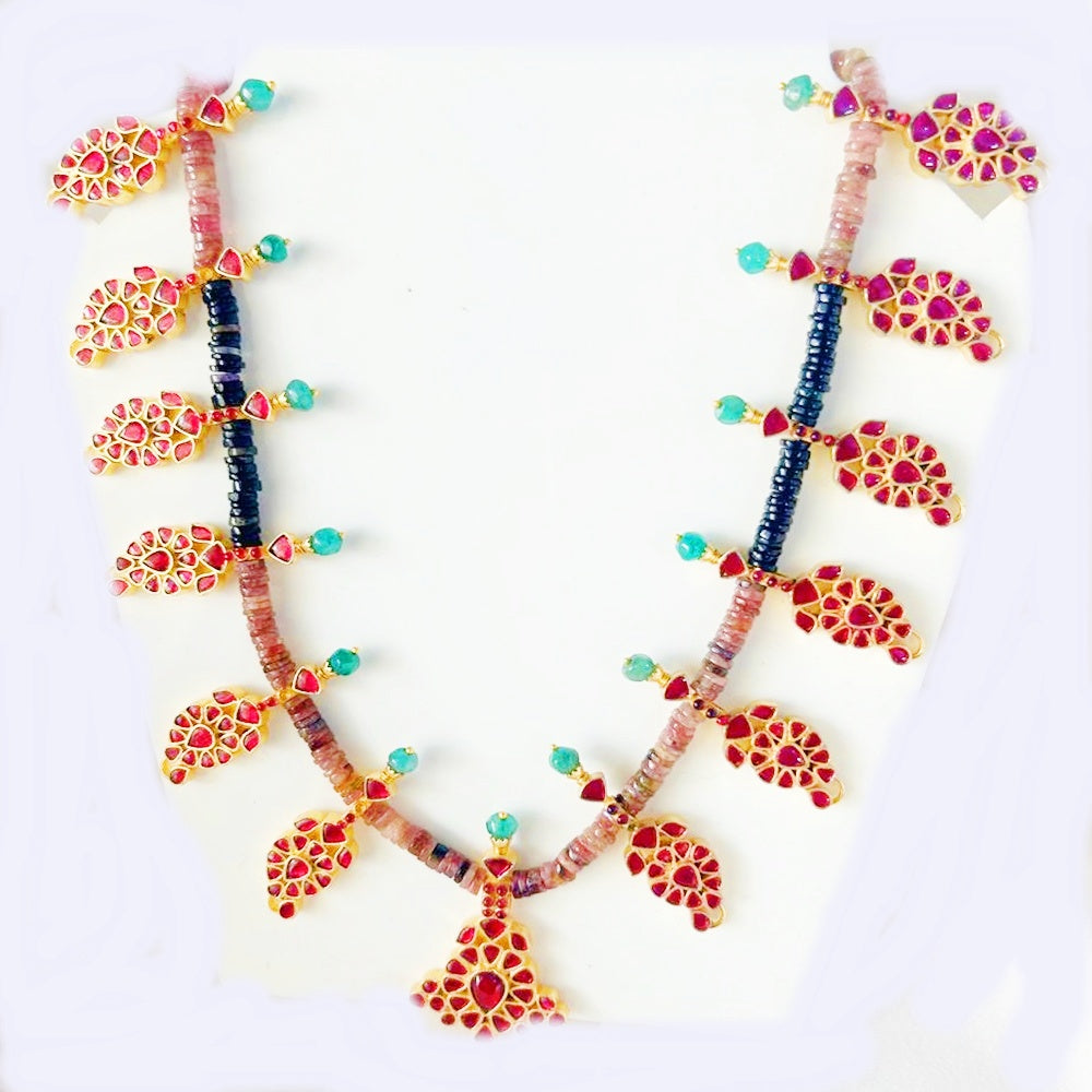 KUNDAN POLKI TURMELINE NECKLACE KPS0038