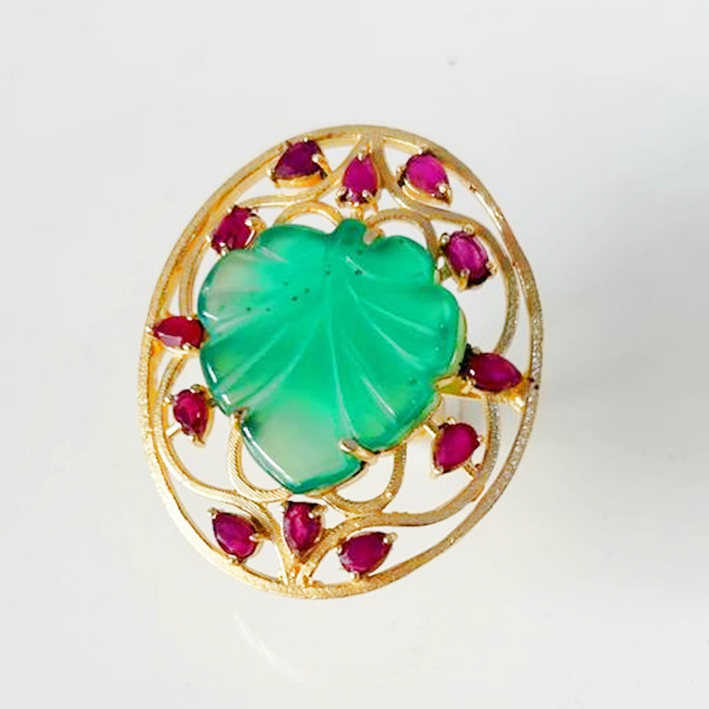 INDIAN RUBY GREEN ONYX RING KPS0039