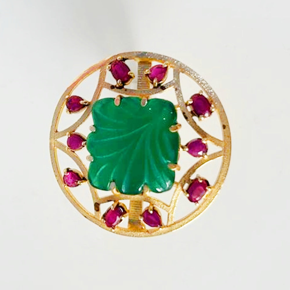 INDIAN RUBY GREEN ONYX RING KPS0041