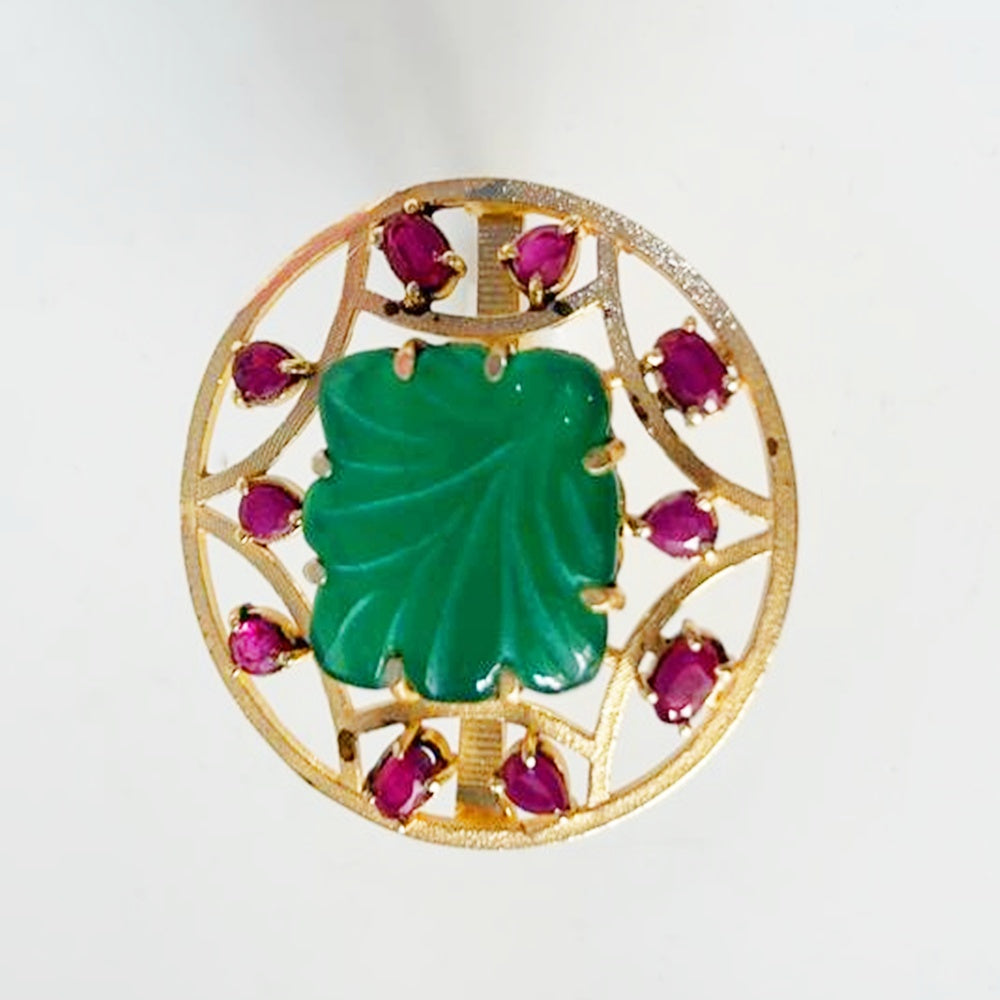 INDIAN RUBY GREEN ONYX RING KPS0041