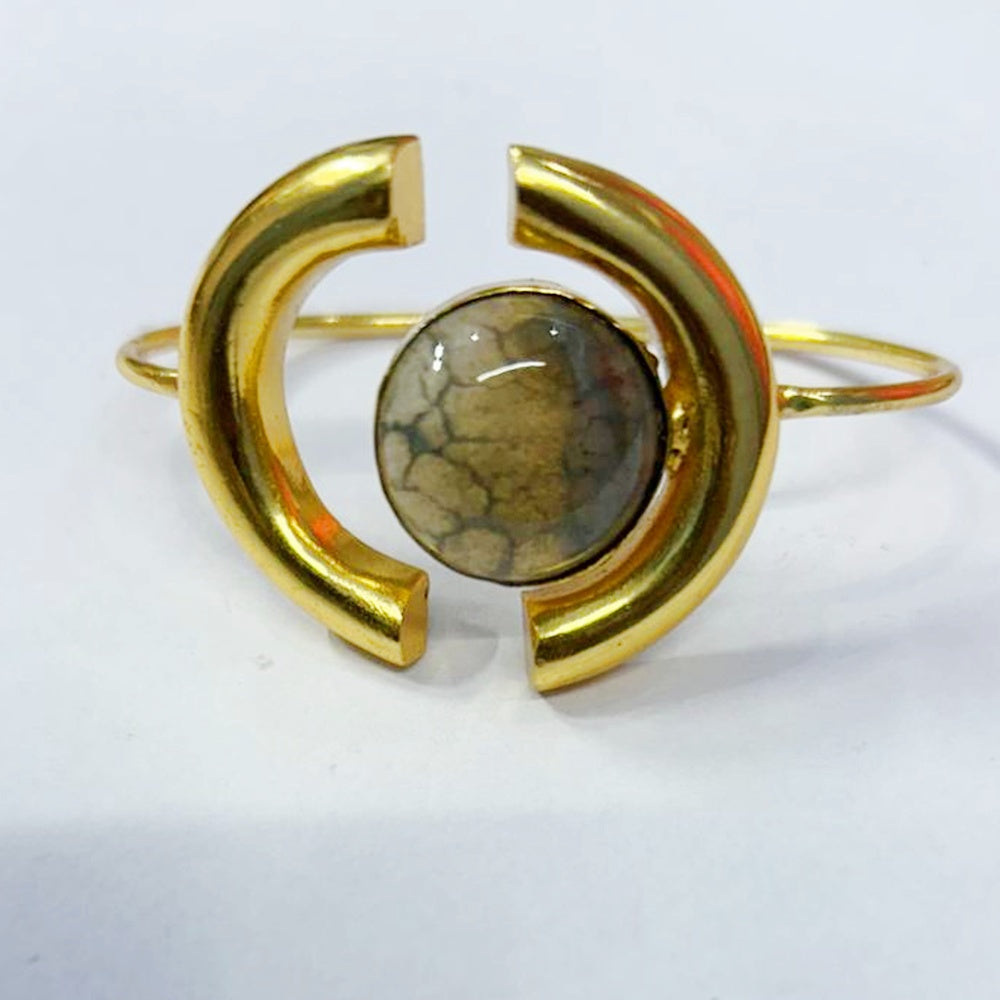 NIKAL FREE GOLD PLATED WILDLIFE CUFF BRACELET WITH SEMI PRECIOUS STONES  WHOLESALE 10 PC WBG0014