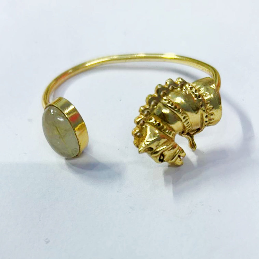 NIKAL FREE GOLD PLATED WILDLIFE CUFF BRACELET WITH SEMI PRECIOUS STONES  WHOLESALE 10 PC WBG0015
