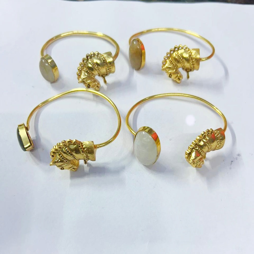 NIKAL FREE GOLD PLATED WILDLIFE CUFF BRACELET WITH SEMI PRECIOUS STONES  WHOLESALE 10 PC WBG0015