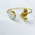 NIKAL FREE GOLD PLATED WILDLIFE CUFF BRACELET WITH SEMI PRECIOUS STONES  WHOLESALE 10 PC WBG0016