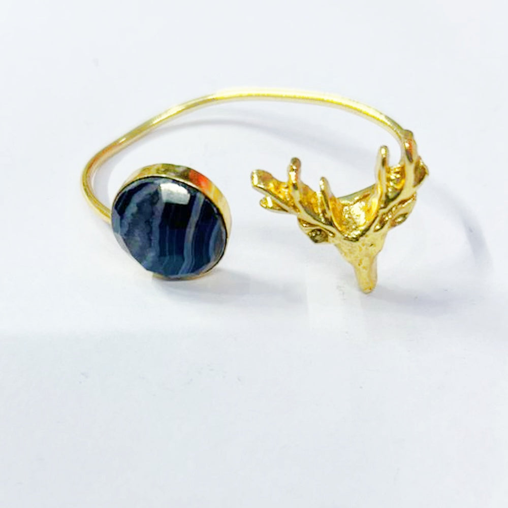 NIKAL FREE GOLD PLATED WILDLIFE CUFF BRACELET WITH SEMI PRECIOUS STONES  WHOLESALE 10 PC  WBG0018