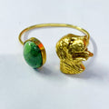 NIKAL FREE GOLD PLATED WILDLIFE CUFF BRACELET WITH SEMI PRECIOUS STONES  WHOLESALE 10 PC WBG0020