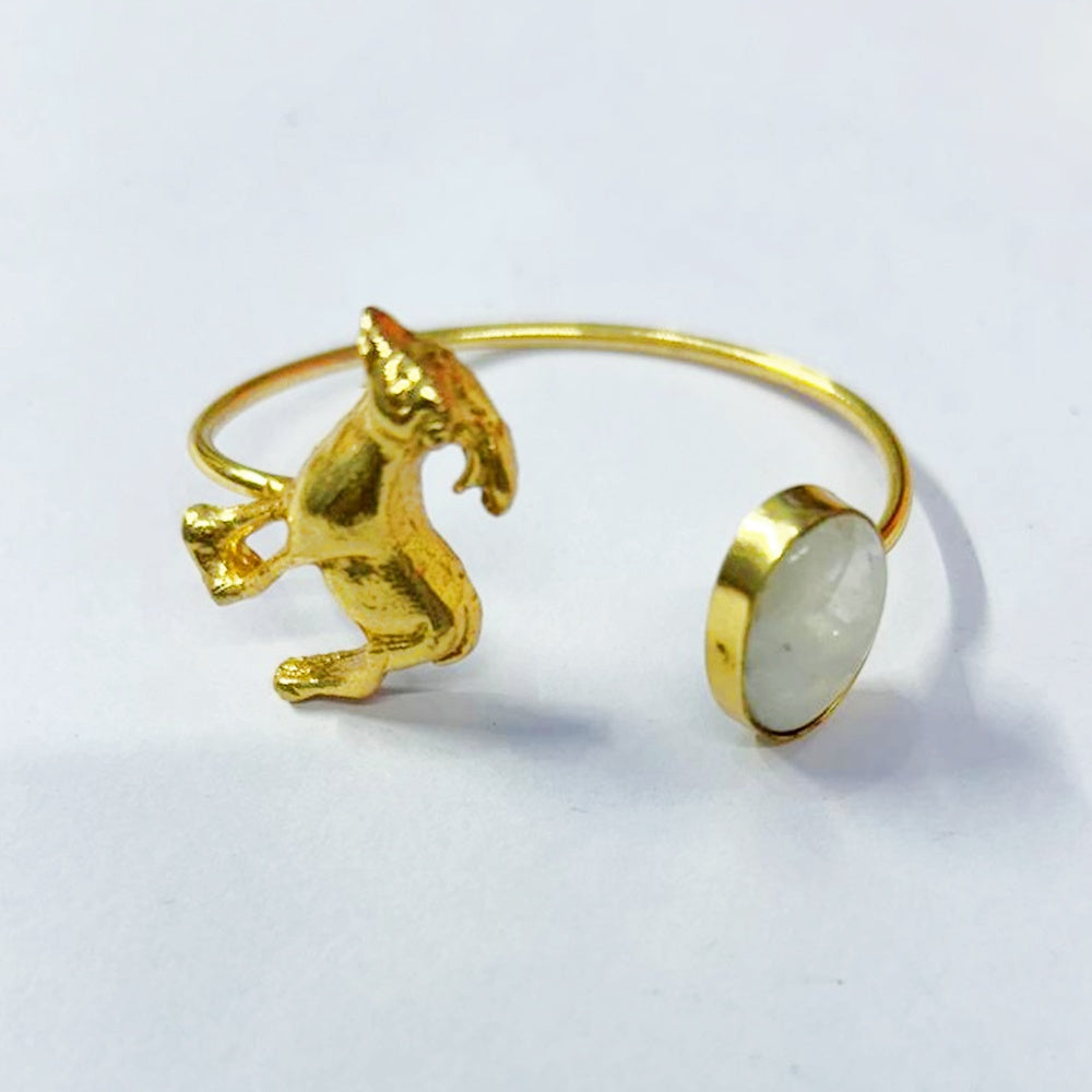 NIKAL FREE GOLD PLATED WILDLIFE CUFF BRACELET WITH SEMI PRECIOUS STONES  WHOLESALE 10 PC WBG0021
