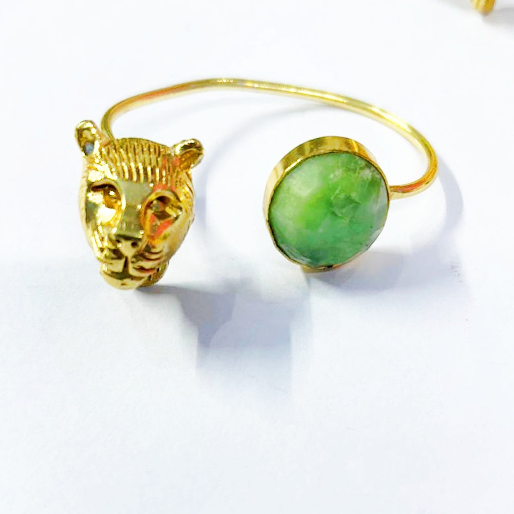 NIKAL FREE GOLD PLATED WILDLIFE CUFF BRACELET WITH SEMI PRECIOUS STONES  WHOLESALE 10 PC WBG0022