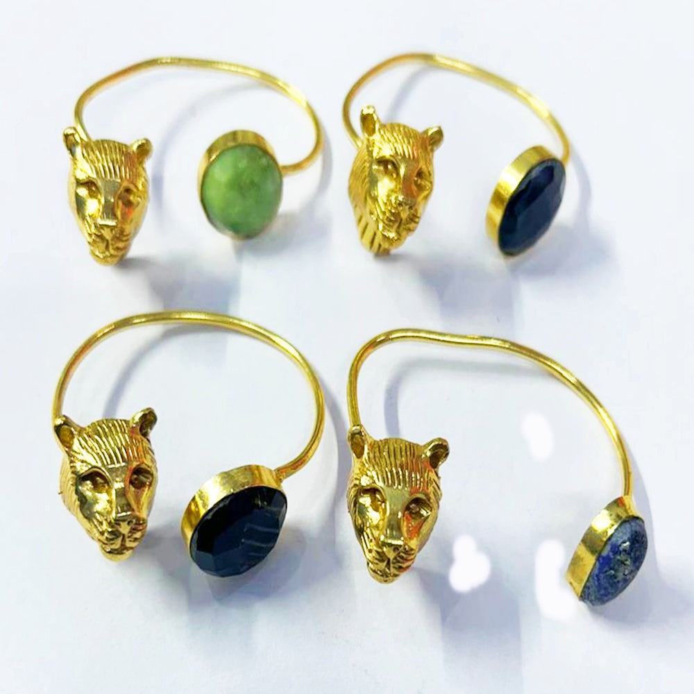 NIKAL FREE GOLD PLATED WILDLIFE CUFF BRACELET WITH SEMI PRECIOUS STONES  WHOLESALE 10 PC WBG0022