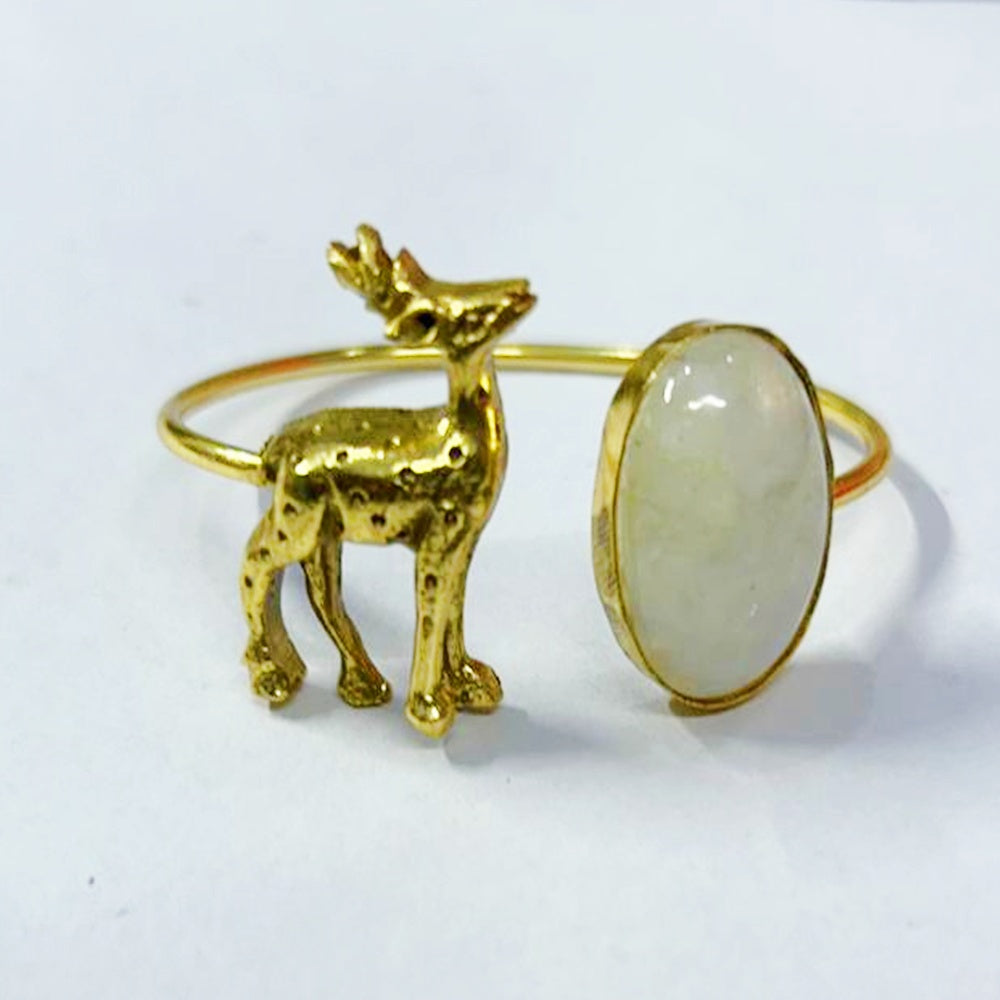 NIKAL FREE GOLD PLATED WILDLIFE CUFF BRACELET WITH SEMI PRECIOUS STONES  WHOLESALE 10 PC WBG0024
