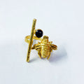 NIKAL FREE GOLD PLATED WILDLIFE CUFF RING  GEMSTONE SEATED WHOLESALE 10 PC WRG0015