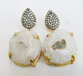 AGATE WITH CZ DULE PLATING DESIGNER EARRING WHOLESALE 10 PAIR  GEA003