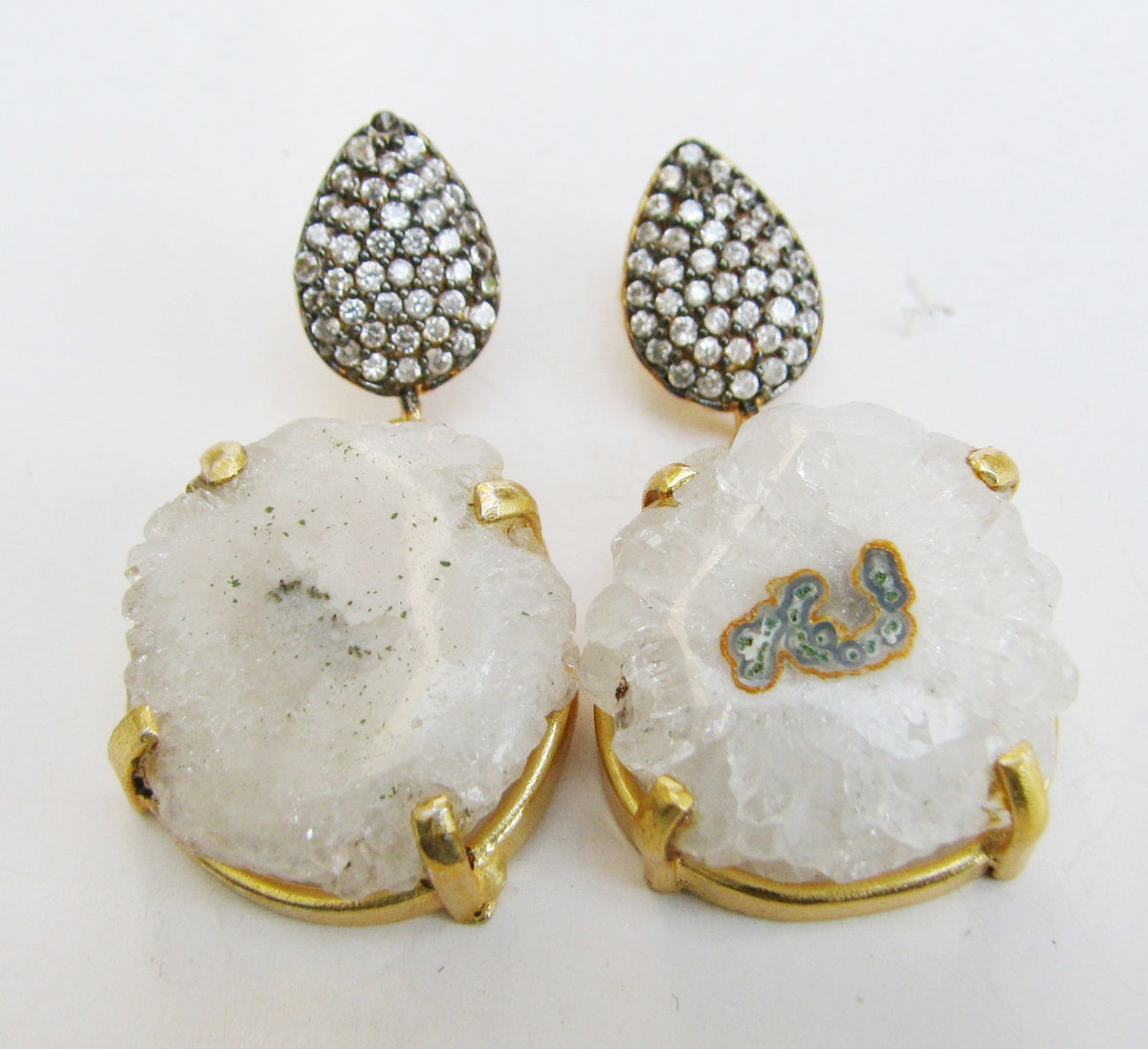 AGATE WITH CZ DULE PLATING DESIGNER EARRING WHOLESALE 10 PAIR  GEA003