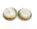AGATE WITH CZ DULE PLATING DESIGNER EARRING WHOLESALE 10 PAIR  GAE004